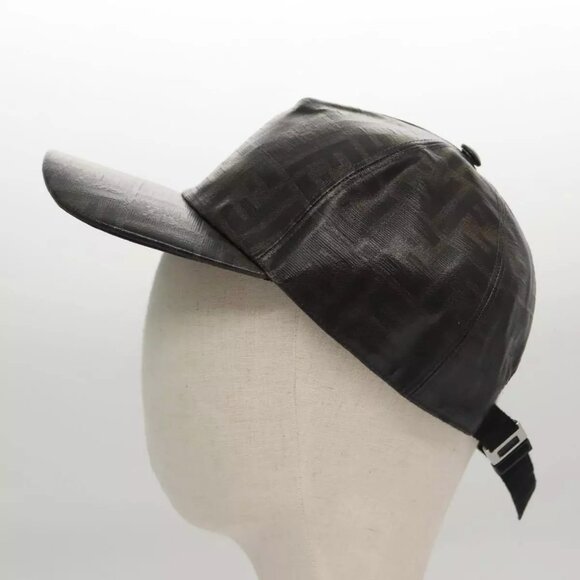 FENDI Zucca Canvas Cap Black Brown Auth main image 12